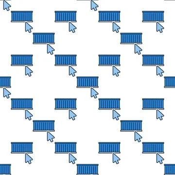 Mouse cursor with Blue Shipping Container vector seamless pattern Illustrazione stock