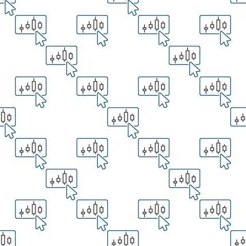 Mouse cursor on Candlestick Chart vector outline seamless pattern Stock Illustration