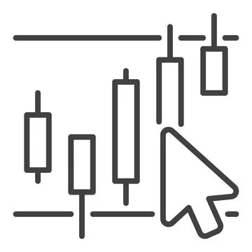 Mouse Cursor on Candlestick Chart vector icon or symbol in thin line style Ilustración de archivo