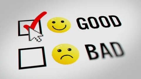 Mouse Cursor Checking Good and Bad Option on White  Background Stock Footage 124279076