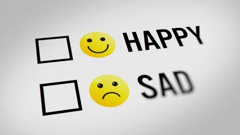 Mouse Cursor Checking Happy and Sad Option on White  Background Video stock 124377692