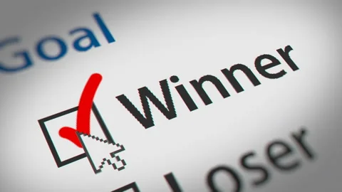 Mouse Cursor Checking Winner and Loser Checkbox Marking Survey Option Stock Footage 147542352