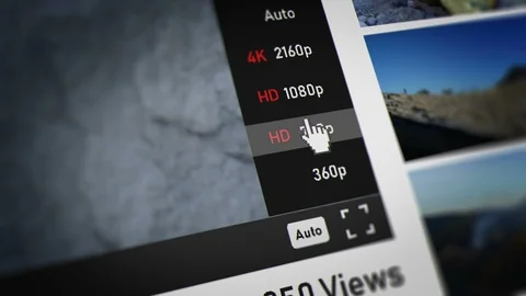 Mouse Cursor Choosing 1080p (Full HD) on Video Sharing Website Stock Footage 118140210