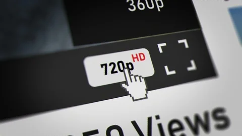 Mouse Cursor Choosing 1080p ( Full HD) on Video Sharing Website Stock Footage 118229168