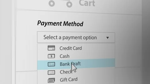 Mouse Cursor Choosing Bank Draft For Web-Shopping Stock Footage 124503306