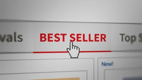 Mouse Cursor Choosing "Best Seller " Tab  For Web-Shopping. Stock Footage 123340805