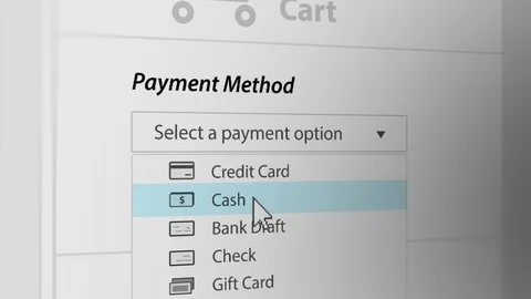 Mouse Cursor Choosing Cash Payment Method For Web-Shopping Stock Footage 124499265