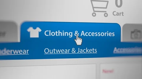Mouse Cursor Choosing Clothing Tab Category For Web-Shopping Stock Footage 123865267