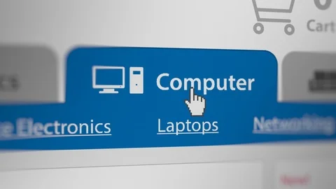 Mouse Cursor Choosing Computer Tab Category For Web-Shopping Stock Footage 119613549