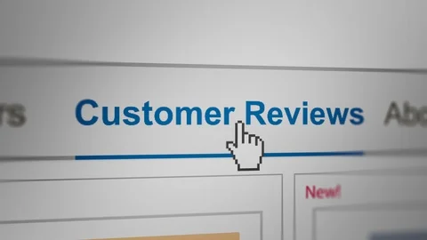 Mouse Cursor Choosing Customer Reviews Tab  For Web-Shopping. Stock Footage 122743525