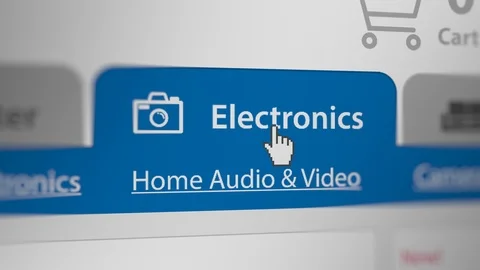 Mouse Cursor Choosing Electronics Tab Category For Web-Shopping Stock Footage 119610599