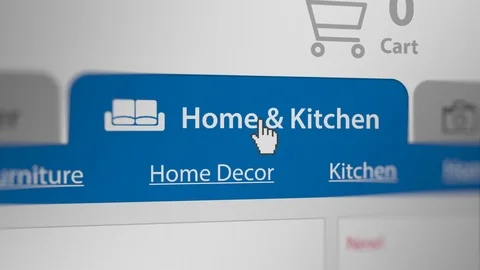 Mouse Cursor Choosing Home &amp; Kitchen Tab Category For Web-Shopping Video stock 119612702