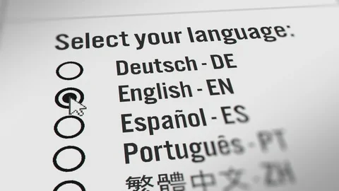 Mouse Cursor Choosing Language Radio Button Stock Footage 122738380