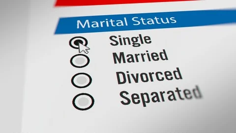 Mouse Cursor Choosing Marital Status in Questionnaire Form Stock Footage 118586796