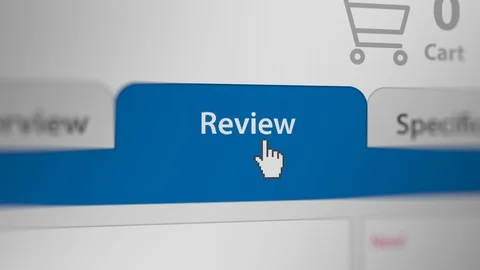 Mouse Cursor Choosing Review Tab  For Web-Shopping Stock Footage 124196443