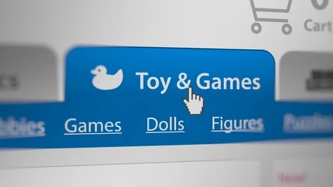 Mouse Cursor Choosing Toy &amp; Games Tab Category For Web-Shopping Stock Footage 123867932