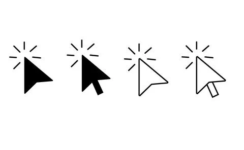 Mouse cursor click icon. Mouse pointer symbol. Choice arrow. Press button. Illustrazione stock