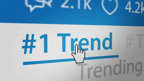 Mouse Cursor Clicking "#1 Trend"Text Link on Social Networking Websites Stock Footage 131867818