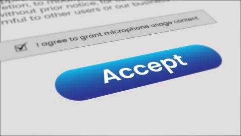 Mouse cursor clicking "Accept" button animation isolated on white background Stock Footage 330926391