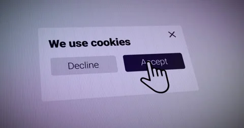 Mouse Cursor Clicking "Accept Cookies" notification on a Website. Cookie consent 動画素材 229968363