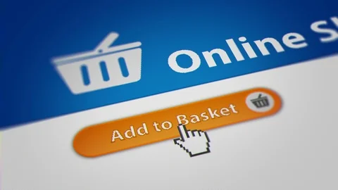 Mouse Cursor Clicking "Add to Basket" Button Stock Footage 117790893