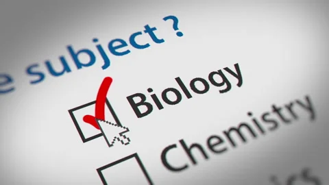 Mouse Cursor Clicking Biology Check Box on Subject Survey Stock Footage 220214916