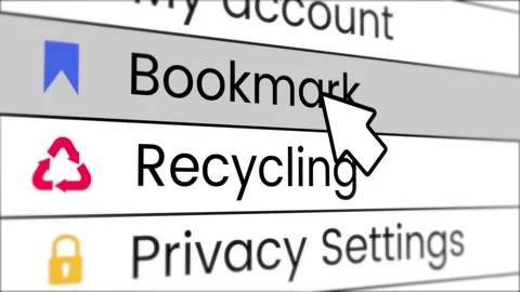 Mouse Cursor Clicking Bookmark Menu Bar animation isolated on white background Stock Footage 330576356