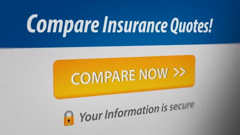 Mouse Cursor clicking "Compare now" Button on the Insurance Quotes website. Stock Footage 130770322