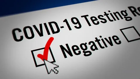 Mouse Cursor Clicking Coronavirus (COVID-19) Test Results (Negative/Positive) Stock Footage 140175565
