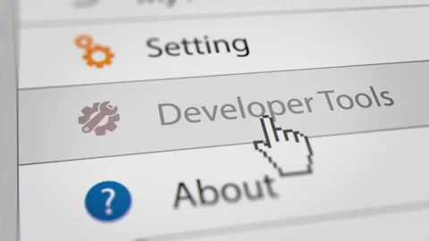 Mouse Cursor Clicking Developer Tools Menu Bars on Web Browser Stock Footage 220331030