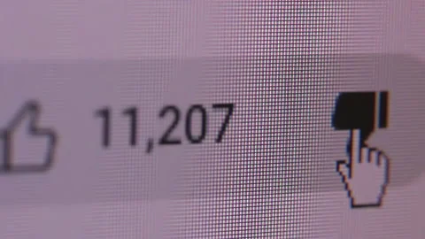 Mouse Cursor Clicking "Dislike" Button. Close Up. Stock Footage 233375628