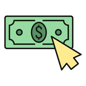 Mouse cursor clicking dollar banknote online payment Stock Illustration