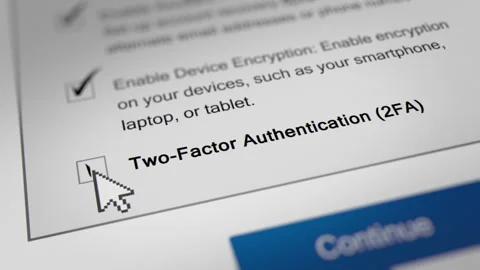 Mouse Cursor Clicking "Enable two-factor authentication (2FA)" Checkbox Stock-Footage 245050804