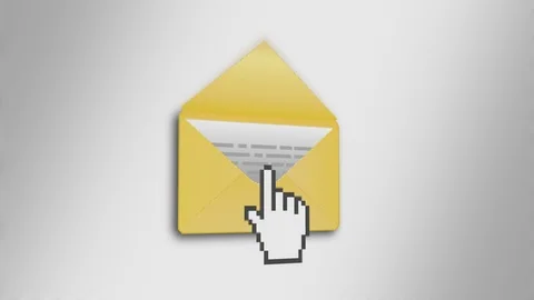 Mouse Cursor Clicking Envelope Open Mail Icon on Monitor Screen Stock Footage 123869730