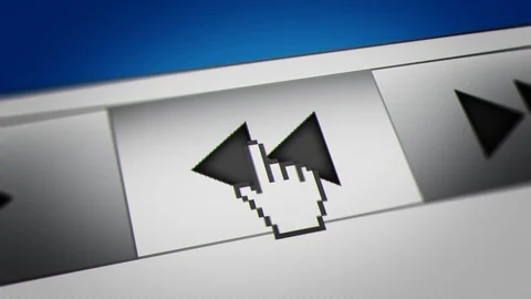 Mouse Cursor Clicking Fast Rewind Button on Movie/Music Player Panel Stock Footage 118225622