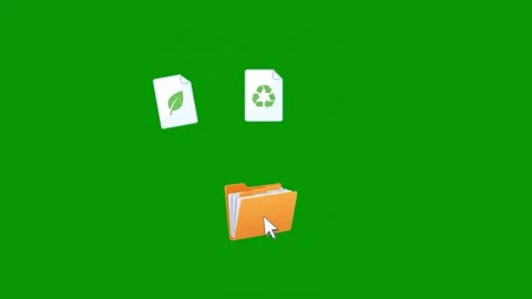 Mouse cursor clicking folder to release eco documents on green screen Stock Footage 339830720