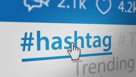 Mouse Cursor Clicking hashtag Text Link on Social Networking Websites Stock Footage 130773498