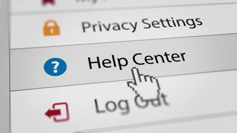 Mouse Cursor Clicking Help Center Menu Bars on Web Browser Stock Footage 221509691