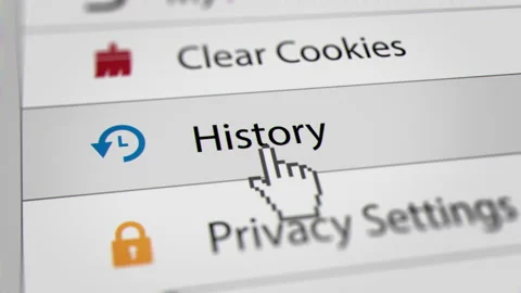 Mouse Cursor Clicking History Menu Bars on Web Browser Video stock 221509214