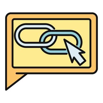 Mouse cursor clicking hyperlink in speech bubble icon Stock Illustration