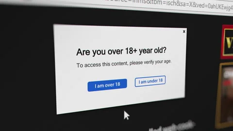 Mouse Cursor Clicking "I am over 18" Button Stock Footage 241127017