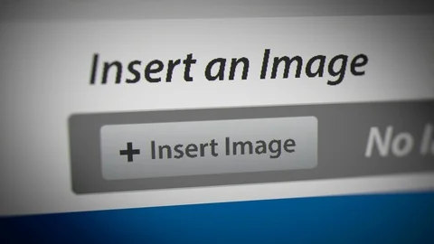 Mouse Cursor Clicking "Insert Image" Button on Monitor Screen Stock Footage 118991134