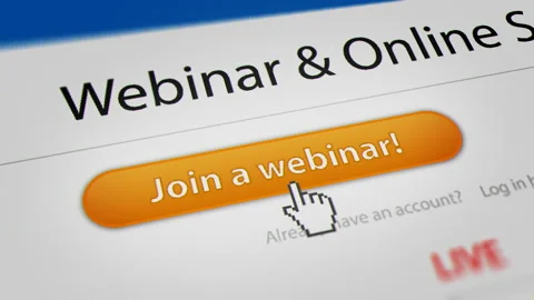 Mouse Cursor Clicking "Join a webinar" Button on Webinars Website Stock Footage 131874220