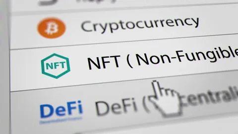 Mouse Cursor Clicking NFT (Non-Fungible Token) Marketplace  Button Stock Footage 159727297