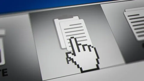 Mouse Cursor Clicking Paste Button on Monitor Screen Stock Footage 139981025