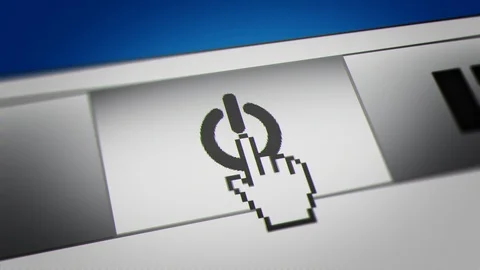 Mouse Cursor Clicking Power Button on Movie/Music Player Panel Stock Footage 118016184