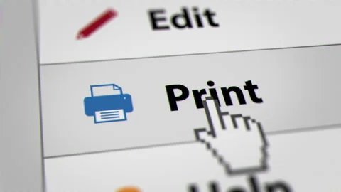 Mouse Cursor Clicking Print Menu Bars on Web Browser Stock Footage 220213627