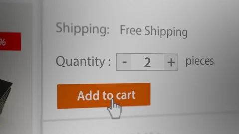 Mouse Cursor Clicking Quantity and Check Out Button Video stock 124539394