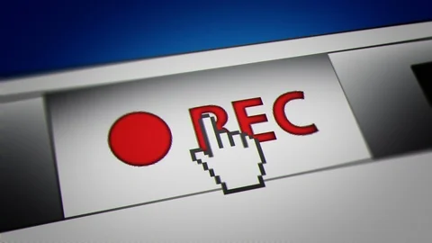 Mouse Cursor Clicking Record Button on Movie/Music Player Panel Stock Footage 118228486