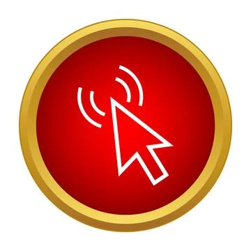 Mouse cursor clicking red circular button icon イラスト素材